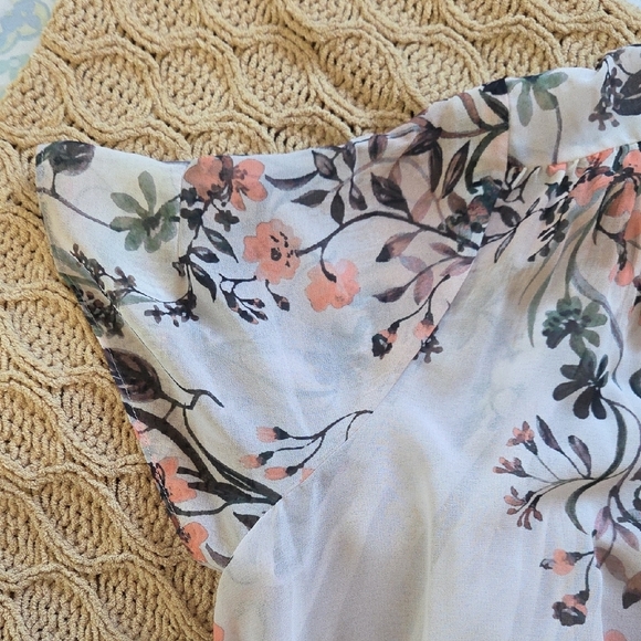 Reiss Cream 'Sadie' Floral Print Semi-Sheer Mini Dress - Size 10 - Picture 5 of 10